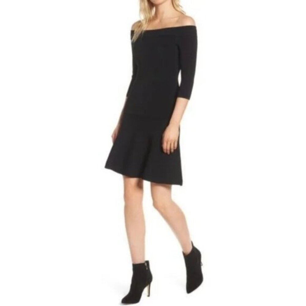 "NWT" Cupcakes & Cashmere‎ Whitley Mini Black Dress- Women's Size Large